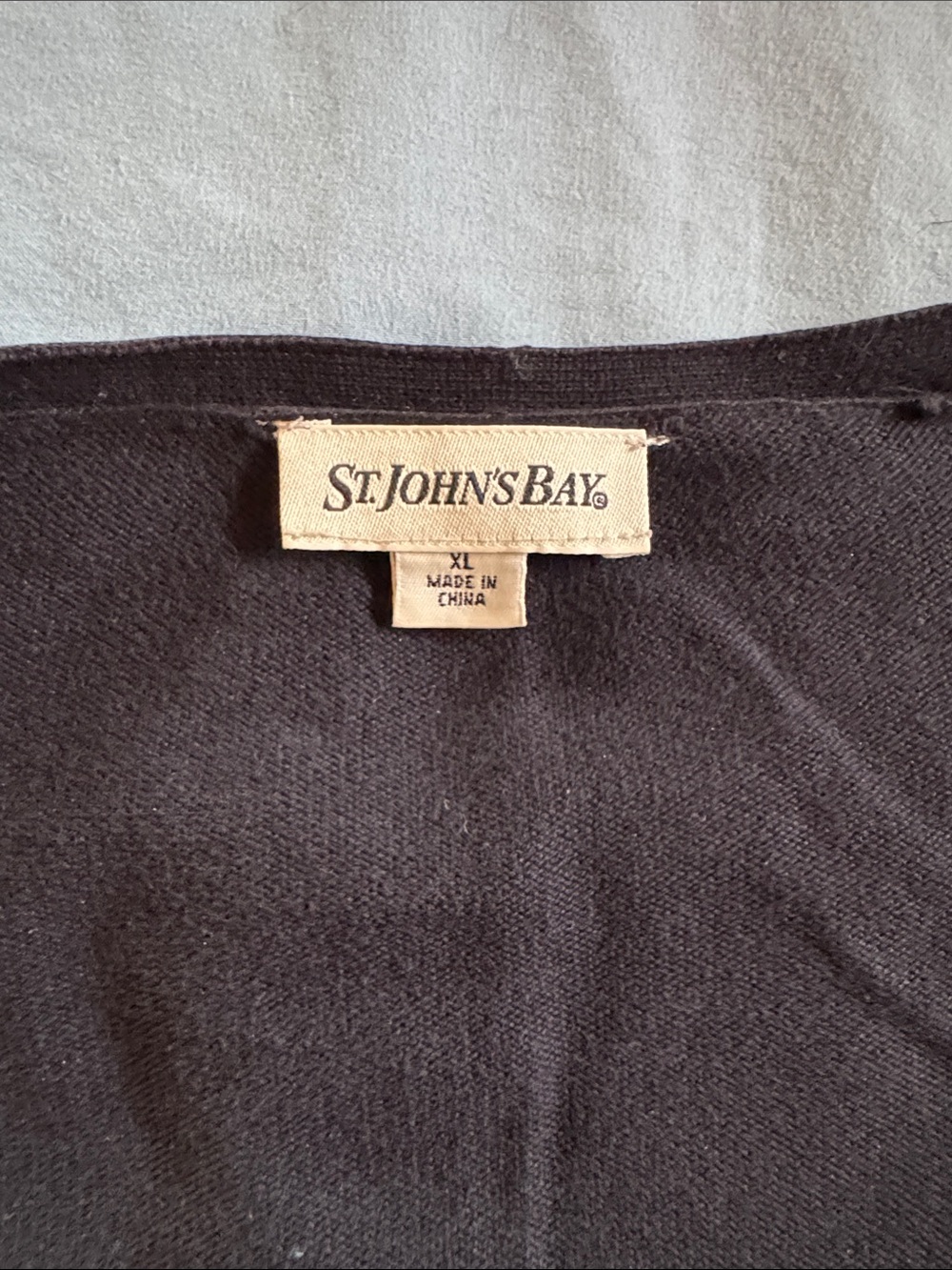 St. John's Bay Black Button-Front V-Neck Cardigan - Picture 2 of 3